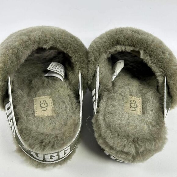 UGG Women's Fluff Yeah US 7 Army Green Platform Slide Fur Sandals - Picture 7 of 10